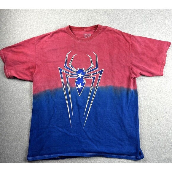 Marvel Spiderman T-Shirt Red Blue Ombre Crewneck Short Sleeve Skater Comic - Picture 2 of 13